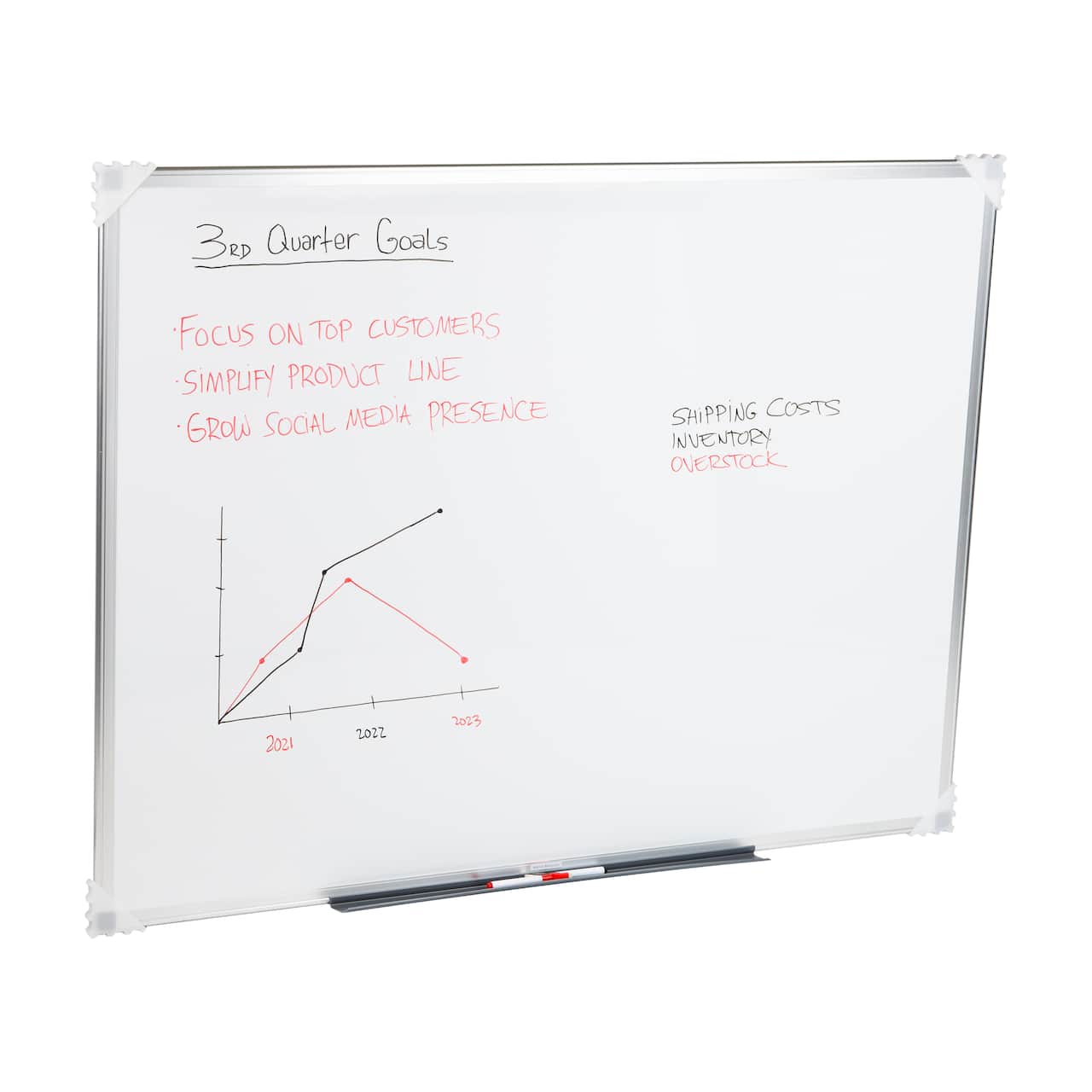 Mind Reader Dry Erase Magnetic White Board, Wall Mount, Eraser Marker Shelf, Planner, White